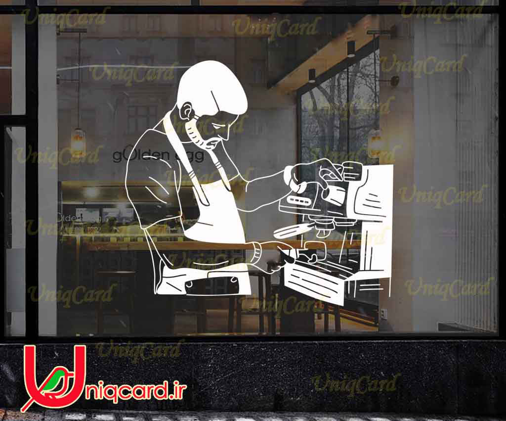 وکتور خطی استیکر و برچسب دیوار و شیشه کافی شاپ با طرح گود باریستامن